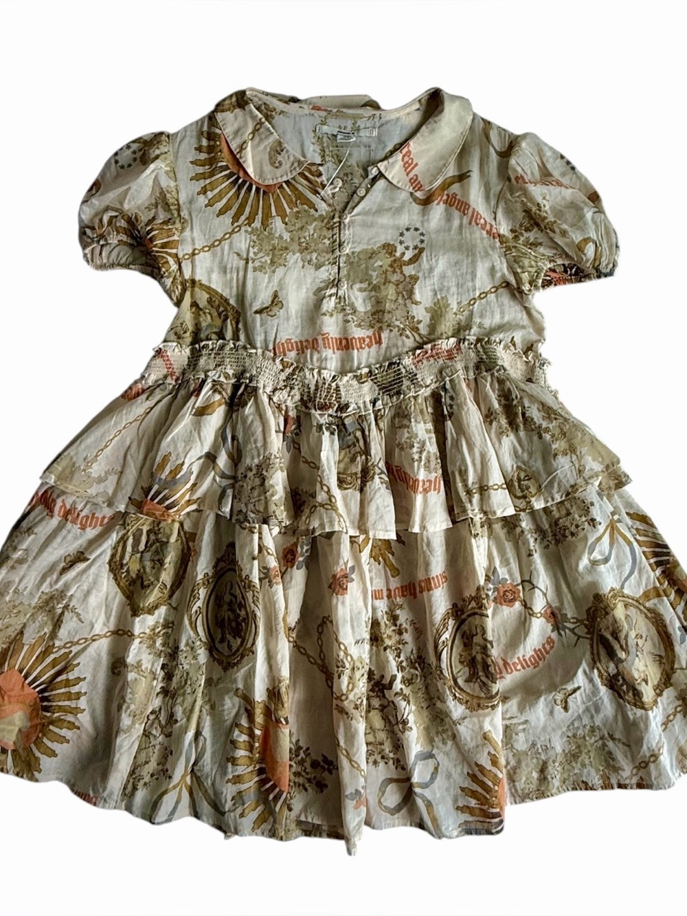 New! UO Kimchi Blue Maria Collared Ruffle Mini Dress Medium Bohemian Celestial